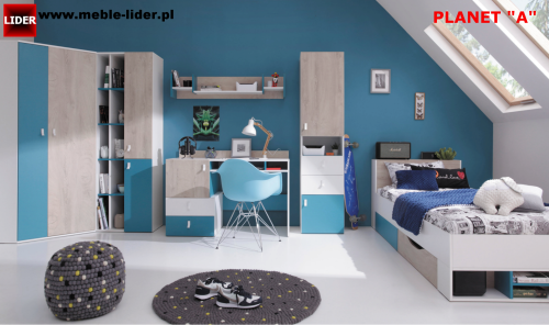 PLANET A sypialnia młodzieżowa z biurkiem i szafą narożną