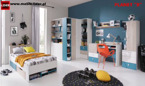 PLANET B komplet mebli do pokoju młodzieżowego z łóżkiem 