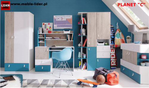 PLANET C zestaw mebli młodzieżowych z biurkiem