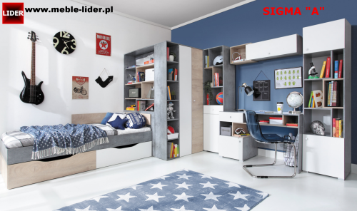 SIGMA A komplet mebli do pokoju młodzieżowego z łóżkiem  