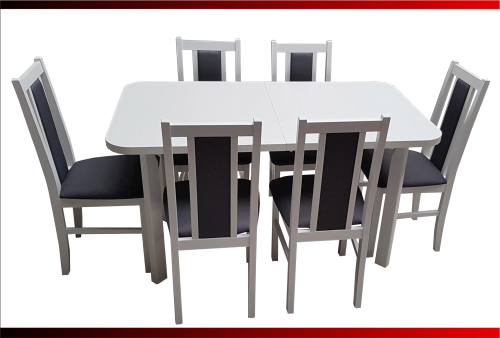 zestaw stół + 6 krzeseł biały 14 + grafit