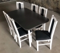 zestaw stół + 6 krzeseł biały + grafit, blat grafit