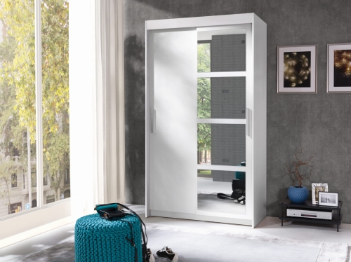 Szafa przesuwna z lustrem NERO 120x216x60 biała