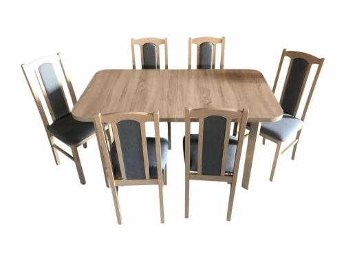 zestaw stół + 6 krzeseł sonoma + szary