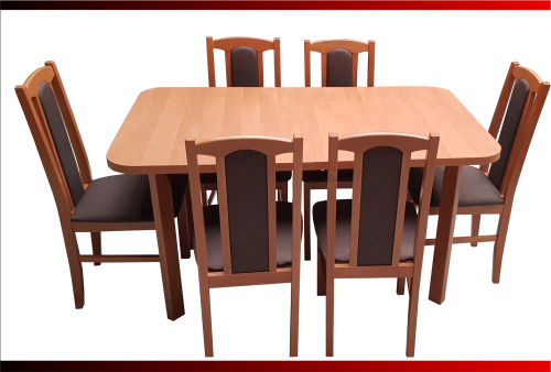 zestaw stół + 6 krzeseł olcha + brąz