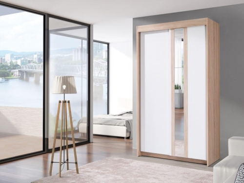 szafa przesuwna BELT z lustrem 120/216/60   sonoma / biały 